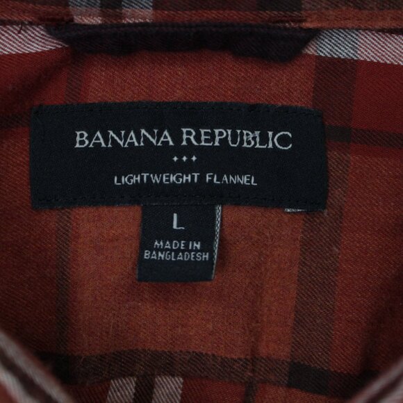 Banana Republic Shirt Mens Large Orange Lightweight Flannel Long Sleeve Cotton - Picture 7 of 13